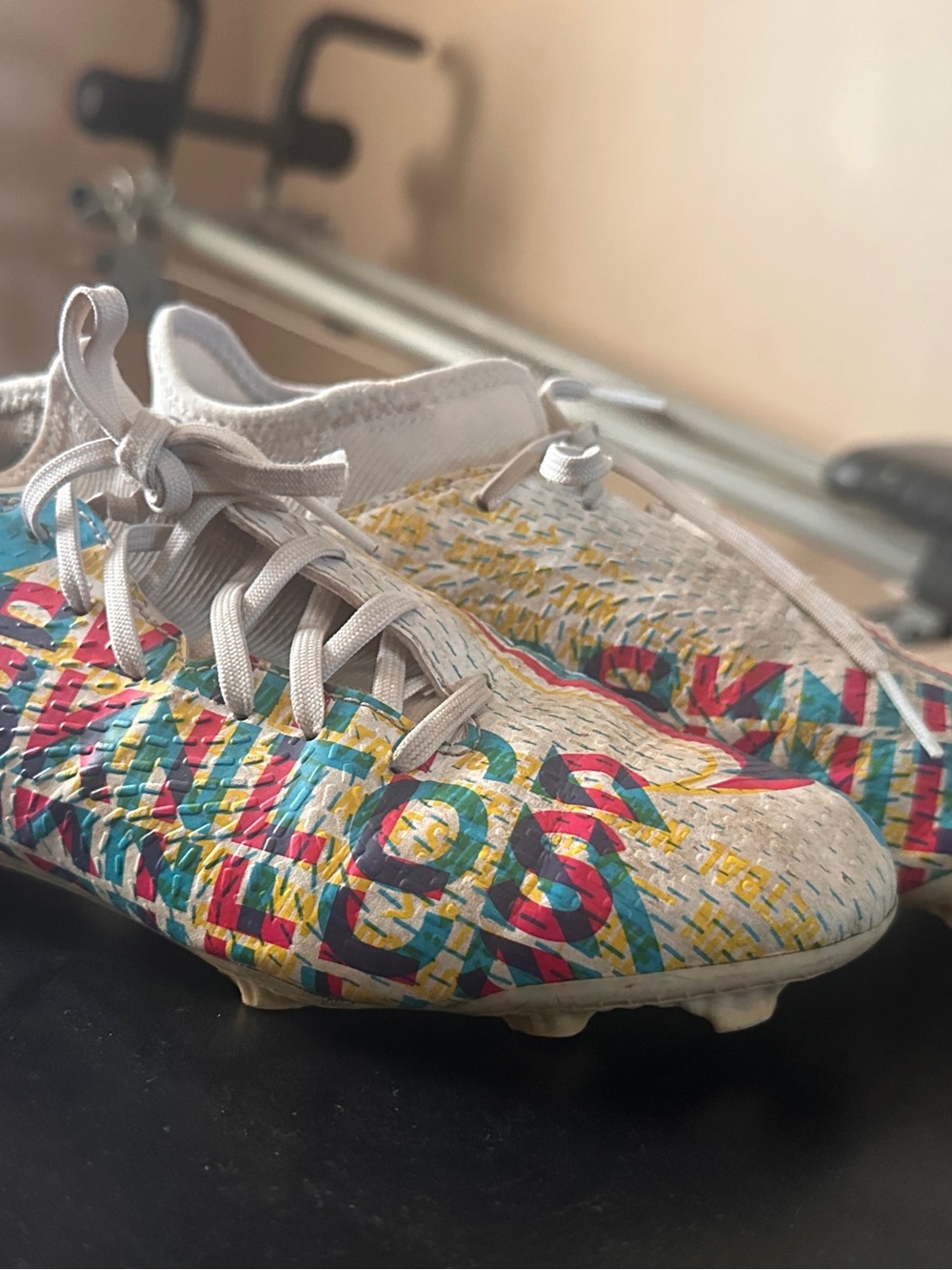 Kids Nike White Multi-Color Soccer Cleats